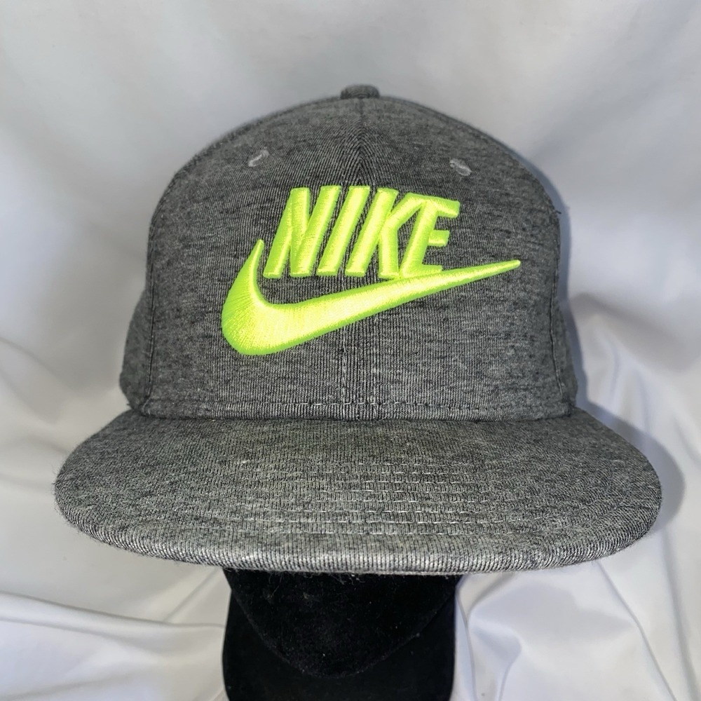 Nike Tech Fleece True Snapback Hat Cap GrayNeon Yellow